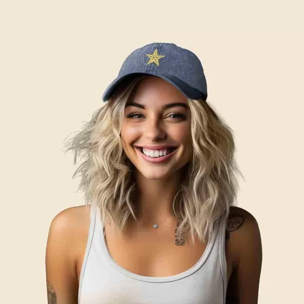 DALIX Gold Star Embroidered Dad Cap Cotton Baseball Hat Women