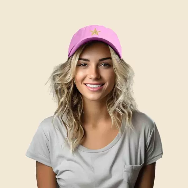 DALIX Gold Star Embroidered Dad Cap Cotton Baseball Hat Women