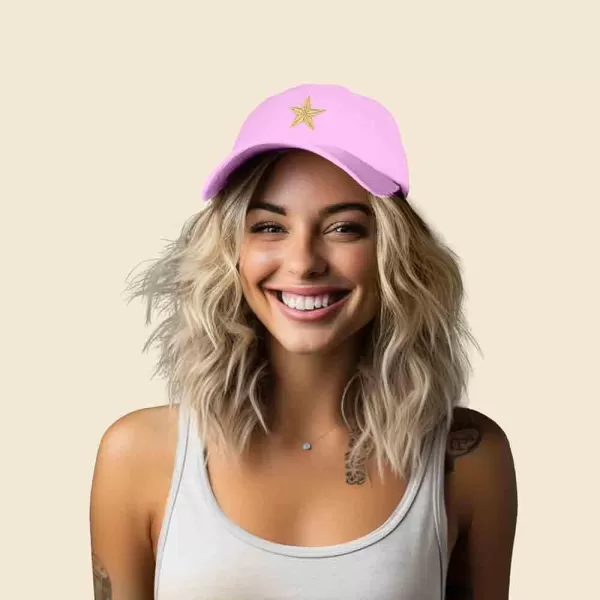 DALIX Gold Star Embroidered Dad Cap Cotton Baseball Hat Women