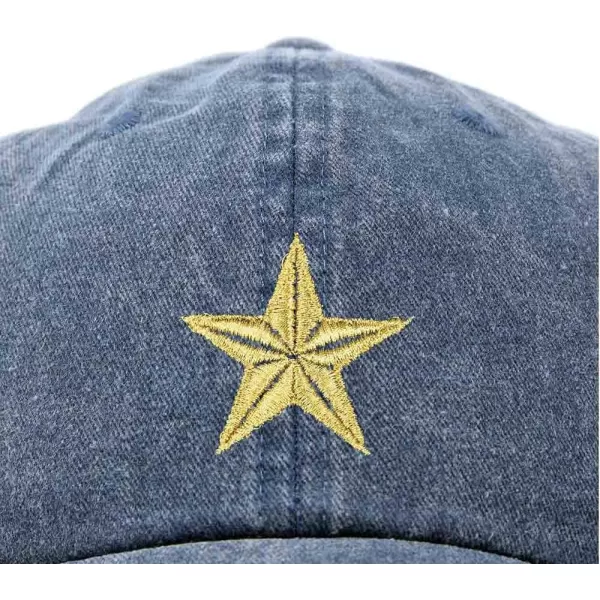 DALIX Gold Star Embroidered Dad Cap Cotton Baseball Hat Women