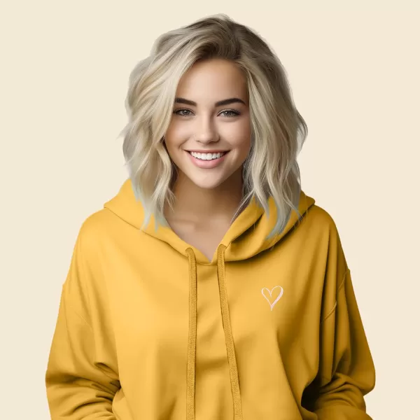 DALIX Heart Embroidered Fleece Cropped Hoodie Cold Fall Winter Women