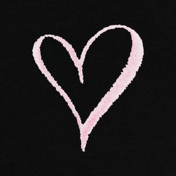 DALIX Heart Embroidered Fleece Cropped Hoodie Cold Fall Winter Women
