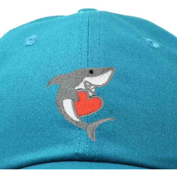 DALIX Huggy Shark Embroidered Dad Cap Cotton Baseball Hat Women