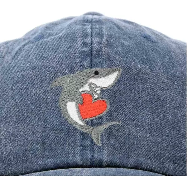 DALIX Huggy Shark Embroidered Dad Cap Cotton Baseball Hat Women