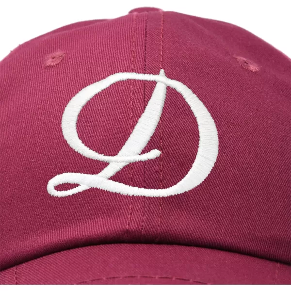 DALIX Initial Hat Letter D Womens Baseball Cap Monogram Cursive Embroider