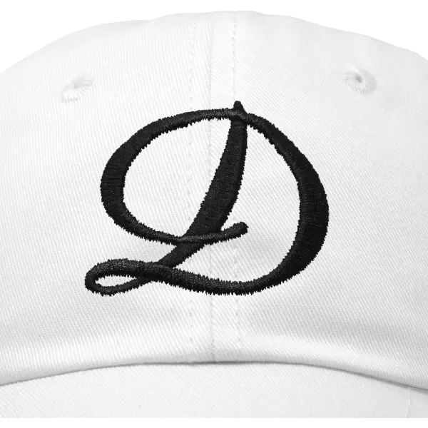 DALIX Initial Hat Letter D Womens Baseball Cap Monogram Cursive Embroider