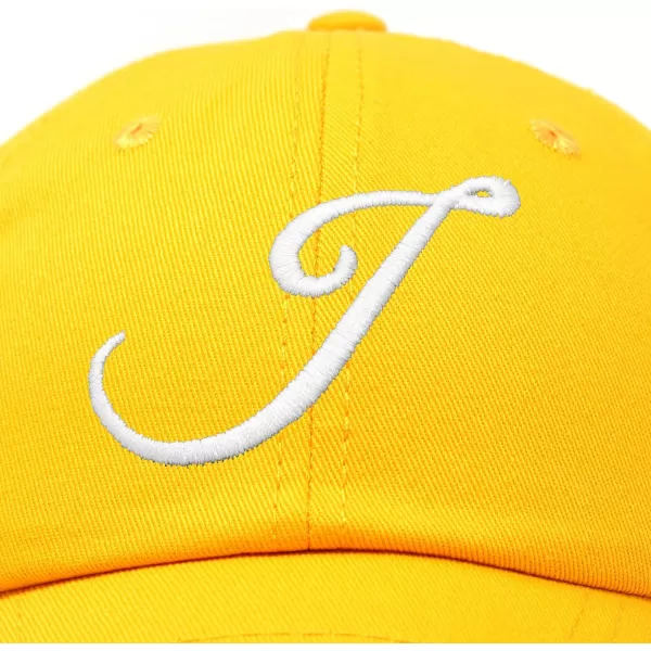 DALIX Initial Hat Letter J Womens Baseball Cap Monogram Cursive Embroider
