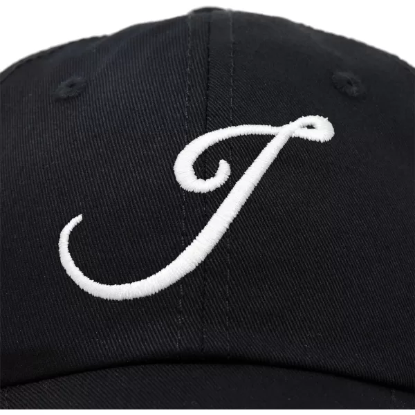 DALIX Initial Hat Letter J Womens Baseball Cap Monogram Cursive Embroider