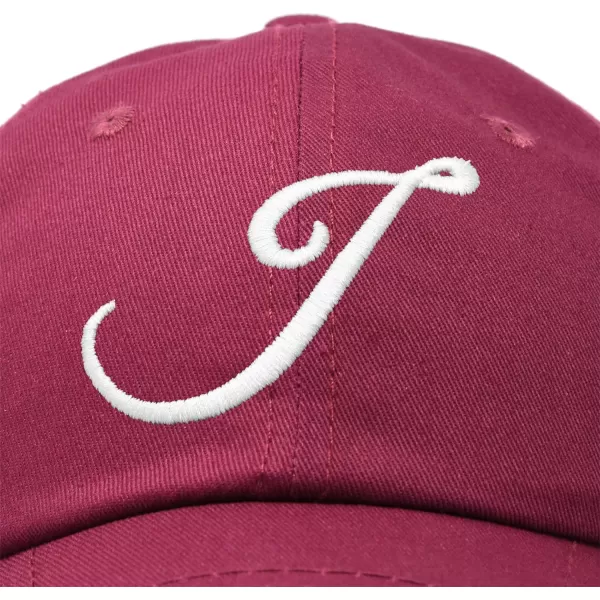 DALIX Initial Hat Letter J Womens Baseball Cap Monogram Cursive Embroider