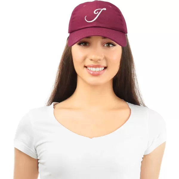 DALIX Initial Hat Letter J Womens Baseball Cap Monogram Cursive Embroider