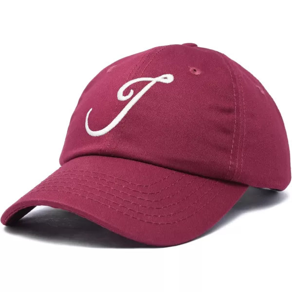 DALIX Initial Hat Letter J Womens Baseball Cap Monogram Cursive Embroider