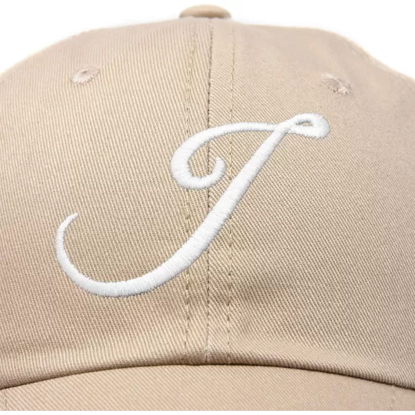 DALIX Initial Hat Letter J Womens Baseball Cap Monogram Cursive Embroider