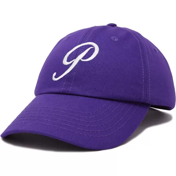 DALIX Initial Hat Letter P Womens Baseball Cap Monogram Cursive Embroider