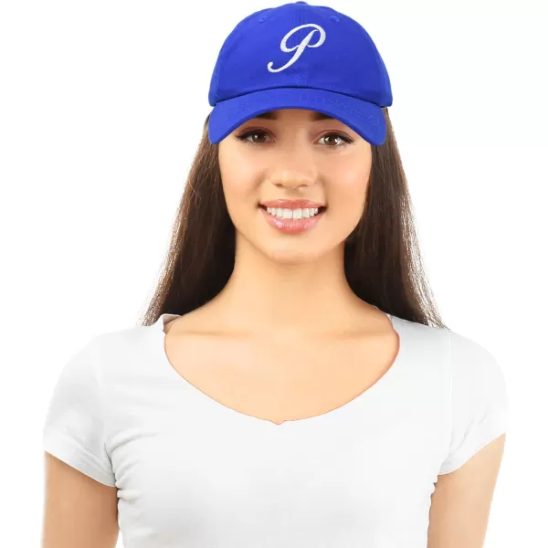 DALIX Initial Hat Letter P Womens Baseball Cap Monogram Cursive Embroider