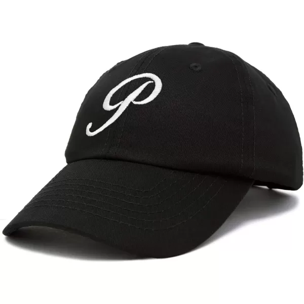 DALIX Initial Hat Letter P Womens Baseball Cap Monogram Cursive Embroider