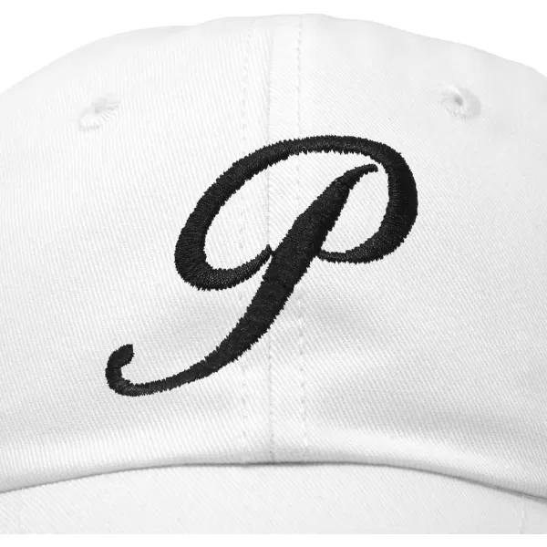 DALIX Initial Hat Letter P Womens Baseball Cap Monogram Cursive Embroider