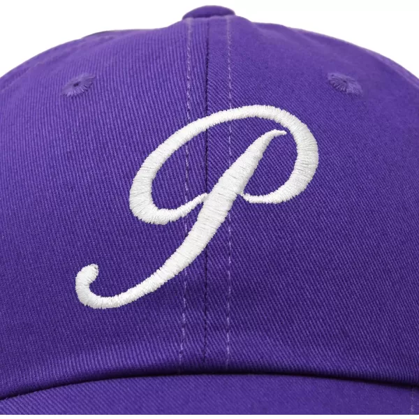 DALIX Initial Hat Letter P Womens Baseball Cap Monogram Cursive Embroider