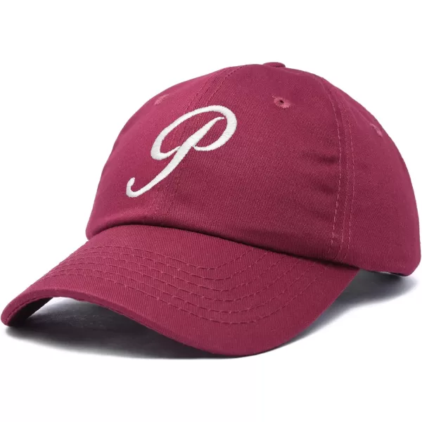DALIX Initial Hat Letter P Womens Baseball Cap Monogram Cursive Embroider