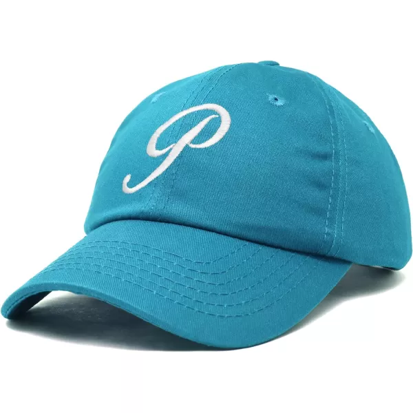 DALIX Initial Hat Letter P Womens Baseball Cap Monogram Cursive Embroider