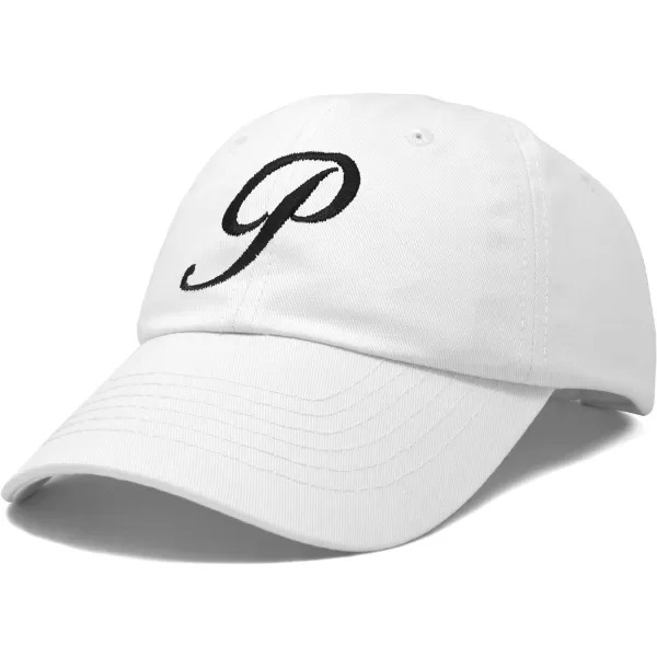 DALIX Initial Hat Letter P Womens Baseball Cap Monogram Cursive Embroider