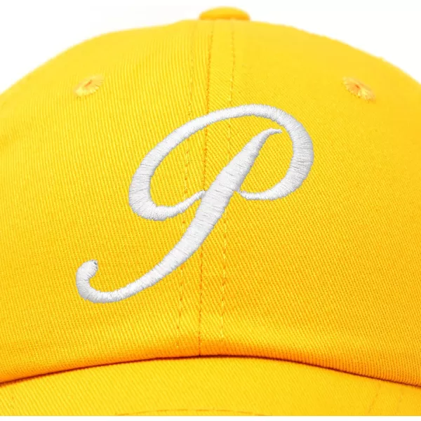 DALIX Initial Hat Letter P Womens Baseball Cap Monogram Cursive Embroider