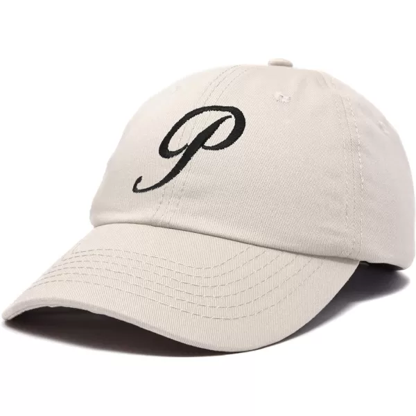 DALIX Initial Hat Letter P Womens Baseball Cap Monogram Cursive Embroider