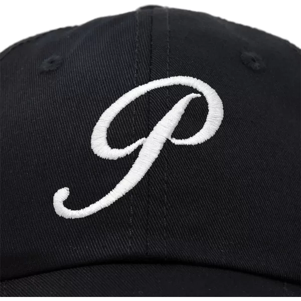 DALIX Initial Hat Letter P Womens Baseball Cap Monogram Cursive Embroider