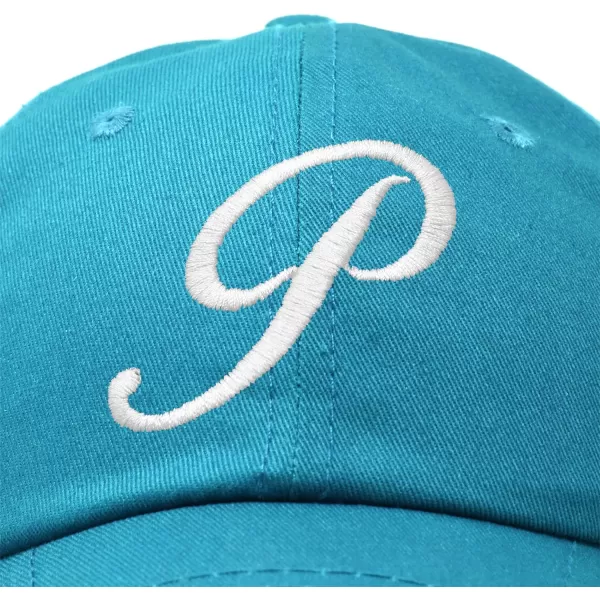 DALIX Initial Hat Letter P Womens Baseball Cap Monogram Cursive Embroider