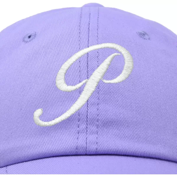 DALIX Initial Hat Letter P Womens Baseball Cap Monogram Cursive Embroider