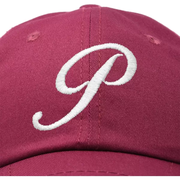 DALIX Initial Hat Letter P Womens Baseball Cap Monogram Cursive Embroider