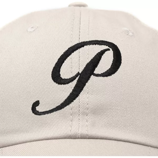 DALIX Initial Hat Letter P Womens Baseball Cap Monogram Cursive Embroider