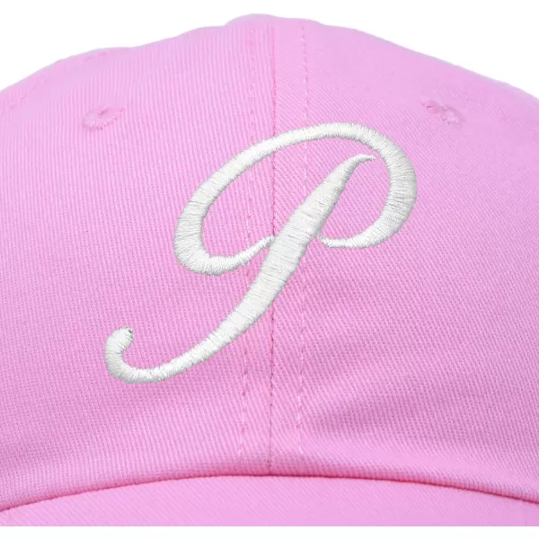 DALIX Initial Hat Letter P Womens Baseball Cap Monogram Cursive Embroider