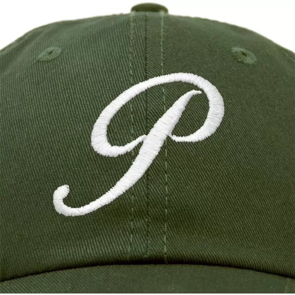 DALIX Initial Hat Letter P Womens Baseball Cap Monogram Cursive Embroider