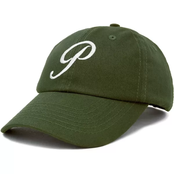 DALIX Initial Hat Letter P Womens Baseball Cap Monogram Cursive Embroider