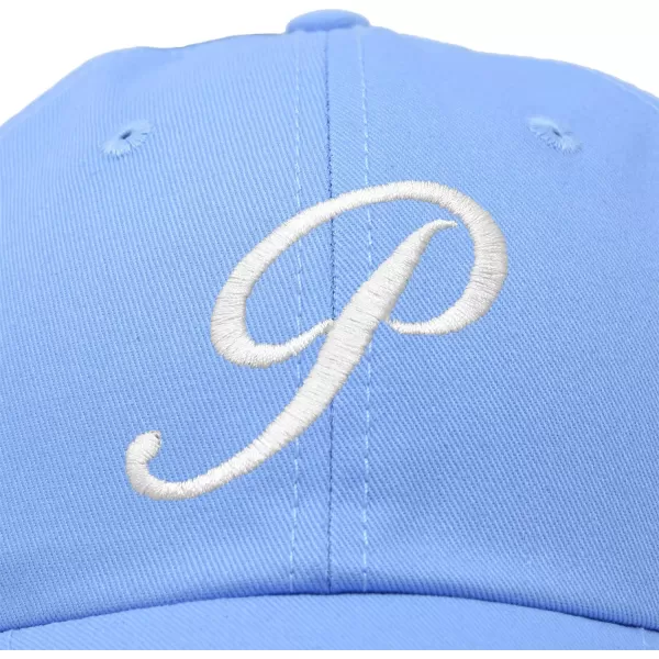 DALIX Initial Hat Letter P Womens Baseball Cap Monogram Cursive Embroider