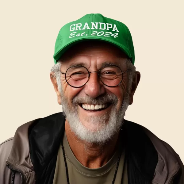 DALIX New Grandpa Hat Est 2024 Fun Gift Embroidered Dad Hat Cotton Cap