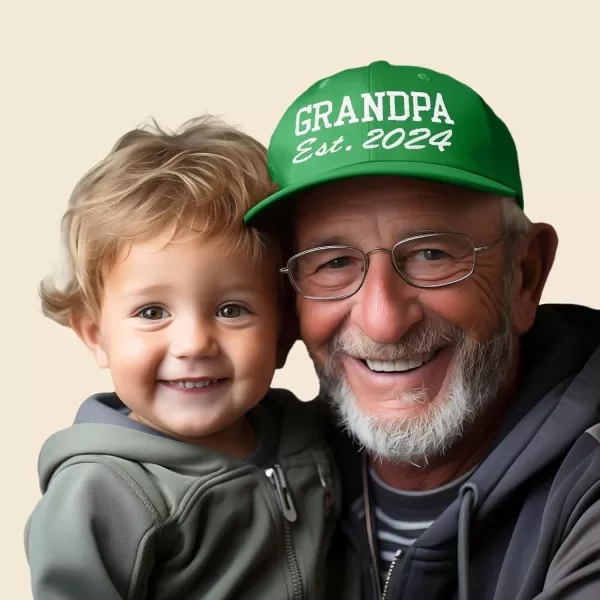 DALIX New Grandpa Hat Est 2024 Fun Gift Embroidered Dad Hat Cotton Cap
