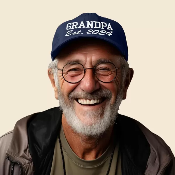 DALIX New Grandpa Hat Est 2024 Fun Gift Embroidered Dad Hat Cotton Cap