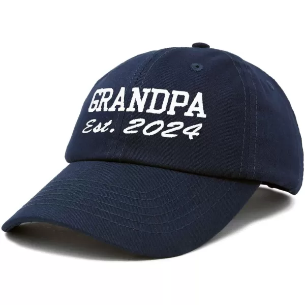 DALIX New Grandpa Hat Est 2024 Fun Gift Embroidered Dad Hat Cotton Cap