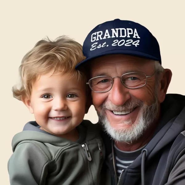 DALIX New Grandpa Hat Est 2024 Fun Gift Embroidered Dad Hat Cotton Cap