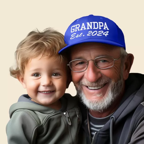 DALIX New Grandpa Hat Est 2024 Fun Gift Embroidered Dad Hat Cotton Cap