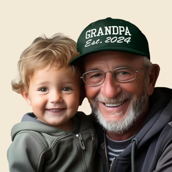 DALIX New Grandpa Hat Est 2024 Fun Gift Embroidered Dad Hat Cotton Cap