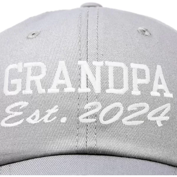 DALIX New Grandpa Hat Est 2024 Fun Gift Embroidered Dad Hat Cotton Cap