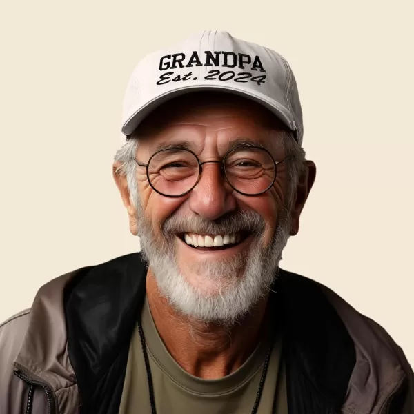DALIX New Grandpa Hat Est 2024 Fun Gift Embroidered Dad Hat Cotton Cap