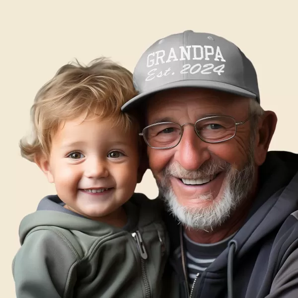 DALIX New Grandpa Hat Est 2024 Fun Gift Embroidered Dad Hat Cotton Cap