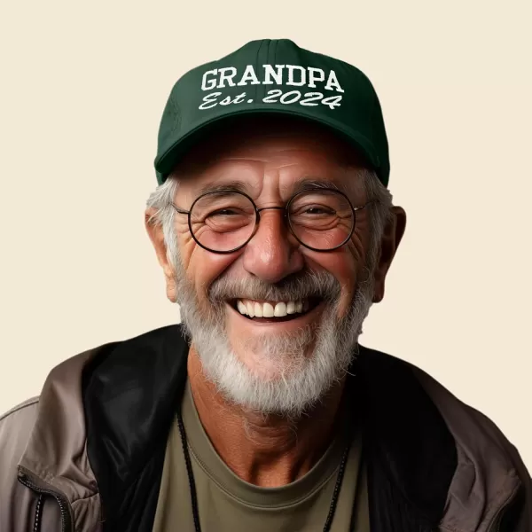 DALIX New Grandpa Hat Est 2024 Fun Gift Embroidered Dad Hat Cotton Cap
