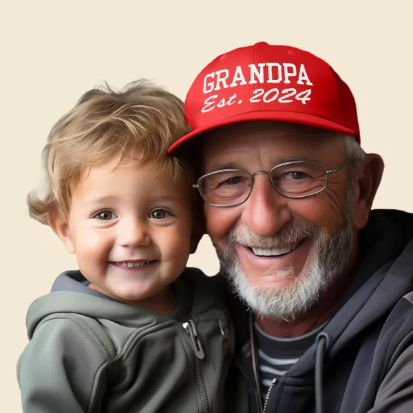 DALIX New Grandpa Hat Est 2024 Fun Gift Embroidered Dad Hat Cotton Cap