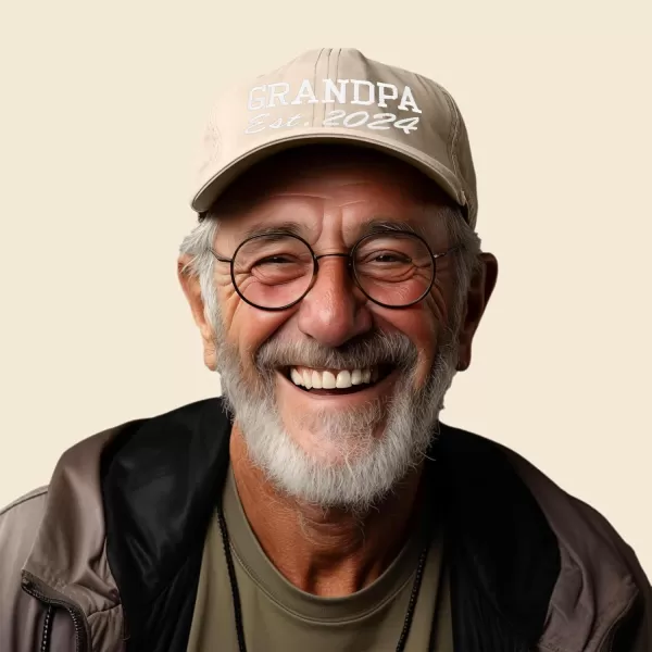 DALIX New Grandpa Hat Est 2024 Fun Gift Embroidered Dad Hat Cotton Cap