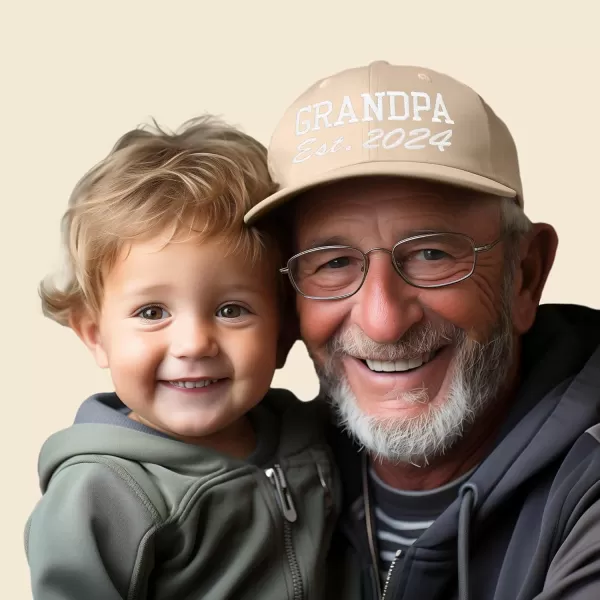 DALIX New Grandpa Hat Est 2024 Fun Gift Embroidered Dad Hat Cotton Cap