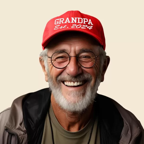DALIX New Grandpa Hat Est 2024 Fun Gift Embroidered Dad Hat Cotton Cap